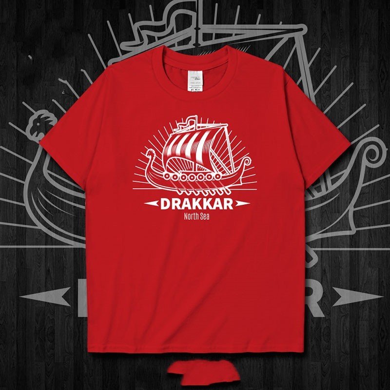 T-shirt Viking Drakkar rouge