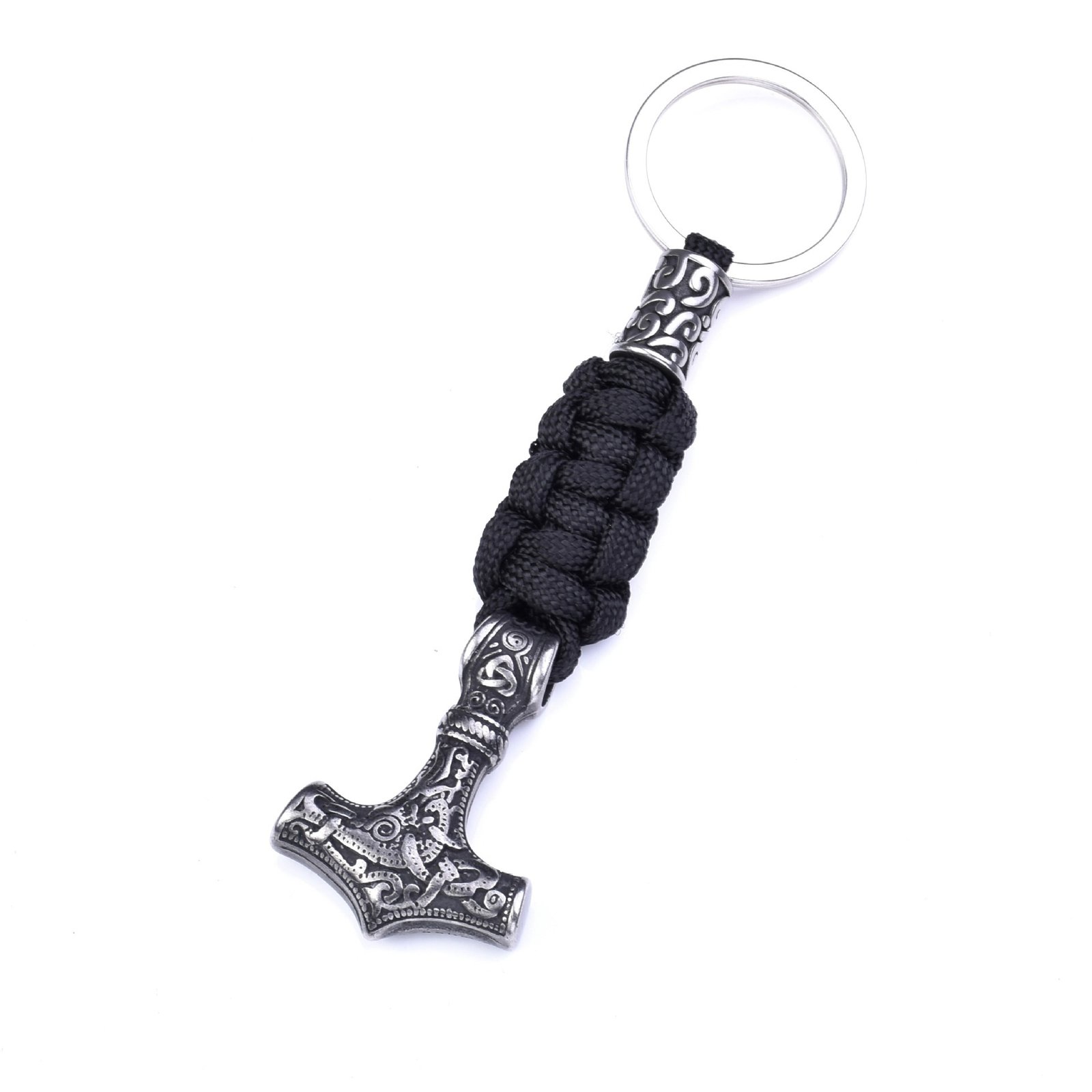 Porte-clés Viking Mjolnir - Marteau de Thor en Acier Inoxydable noir